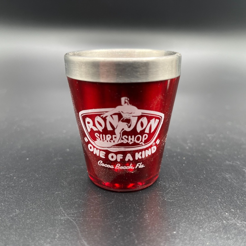 Vintage Shot Glass Ron Jon‎ Surf Shop Cocoa Beach Florida year 2000
